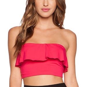 Susana Monaco Ruffle Tube Crop - Hibiscus Pink size small